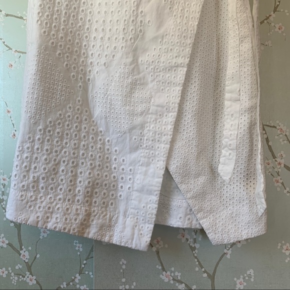 Nwt Anthropologie Eyelet Wrap Skirt White Skort - Picture 5 of 9